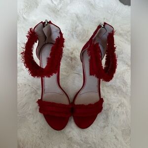 Topshop Red Fringed Heels